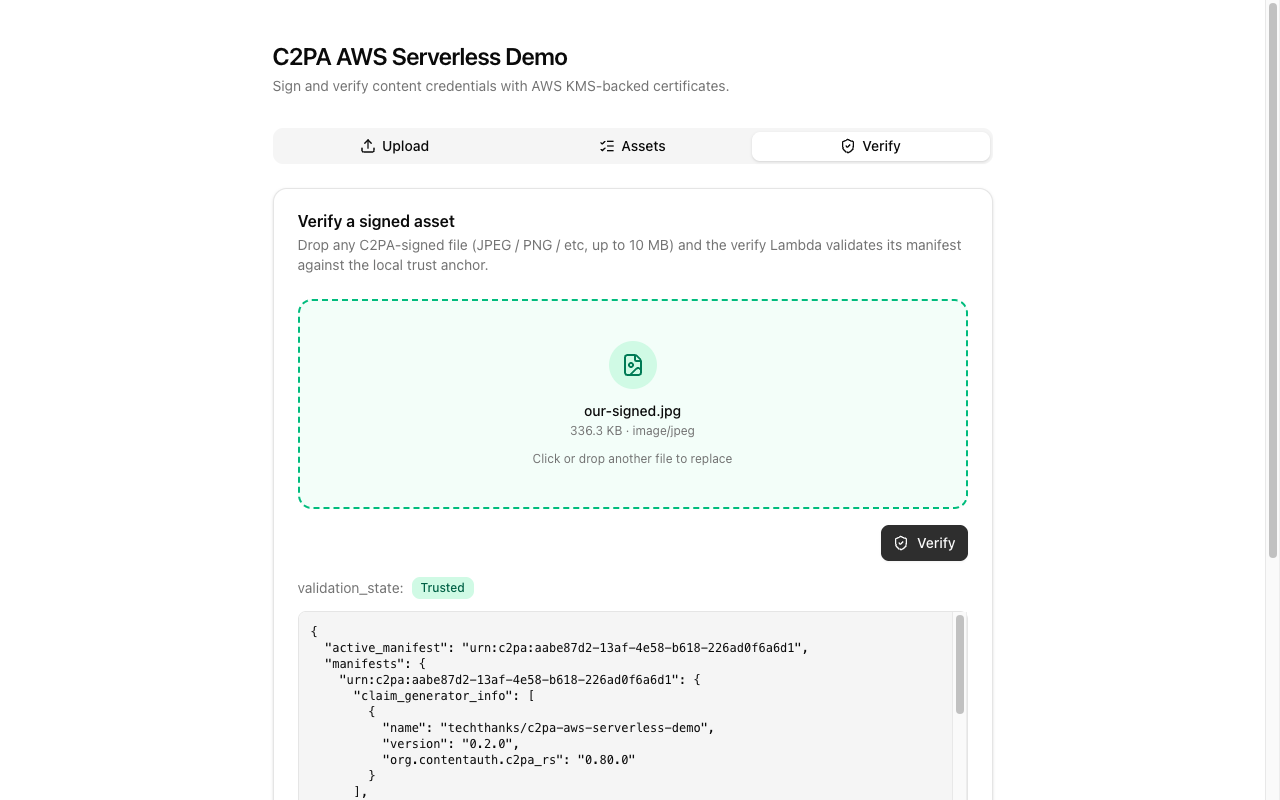 【AWS×C2PA】署名・検証パイプラインをサーバーレスで組む のサムネイル画像